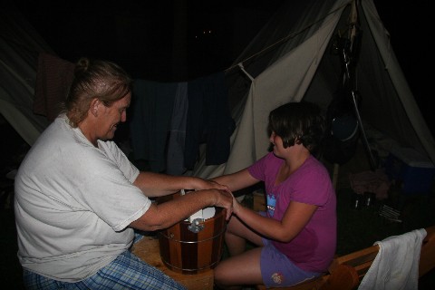The early makings of ice cream with the Chief Nurse and her granddaughter